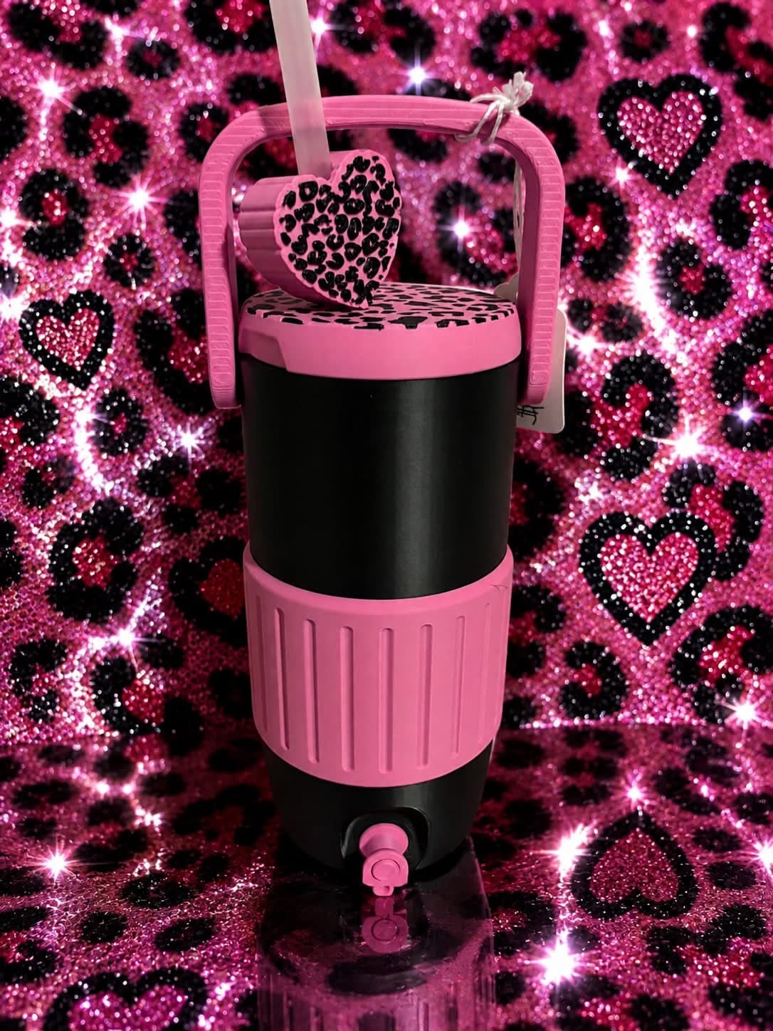 Pink Leopard Heart Cooler